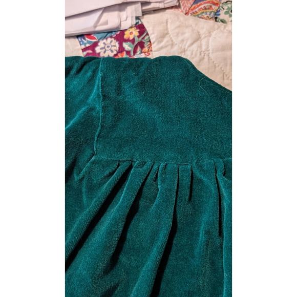 Vintage Homemade Green Velvet Embroidered Mtn. Scene Topper Juniors XS - Picture 13 of 16